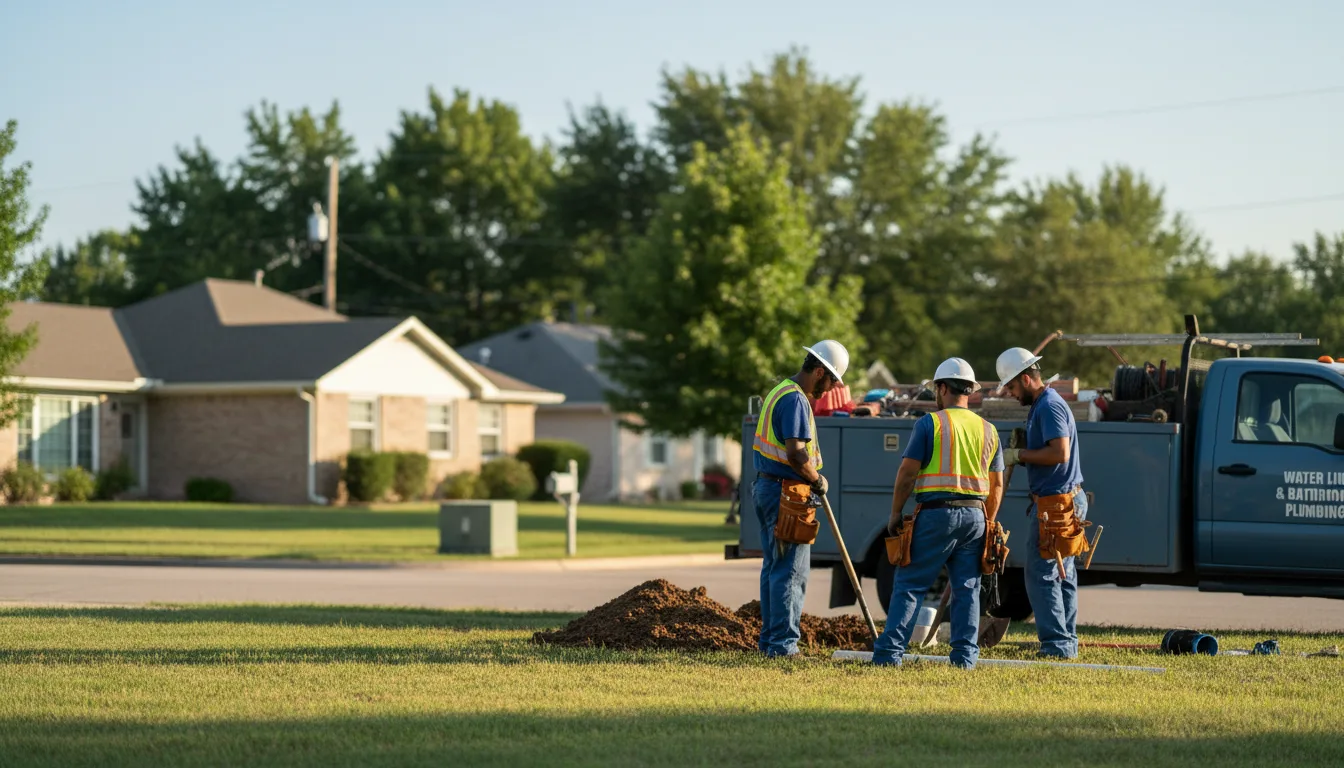 Residential water line and bathroom plumbing service in Healdton, OK
